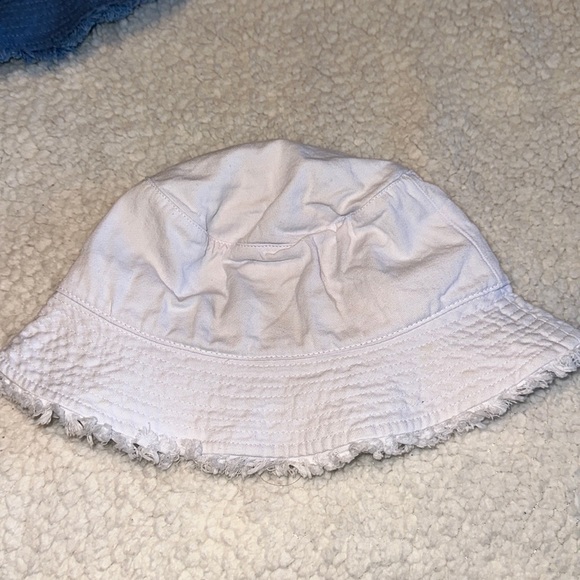 Blue and White Frayed Cotton Summer Bucket Hats - Picture 6 of 10